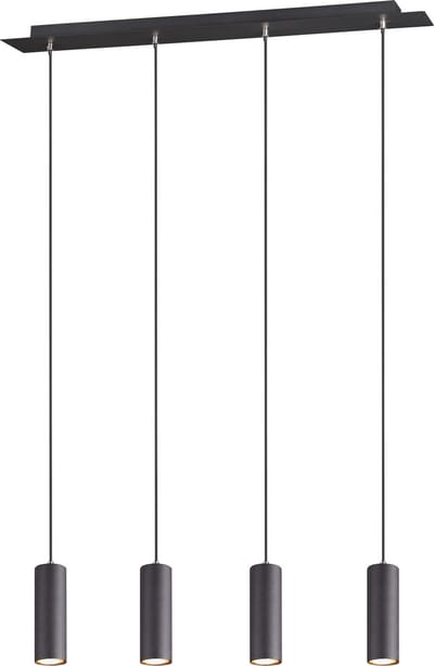 TRIO MARLEY - Hanglamp - Zwart mat - excl. 4x GU10 3W - Aanpasbaar in de hoogte