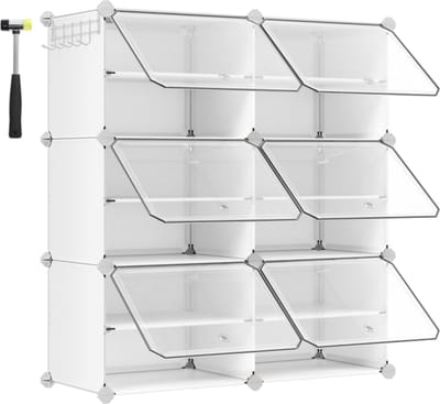 MIRA Home - Schoenenrek met 6 vakken - kunststof - Wit - 15x15x17.5