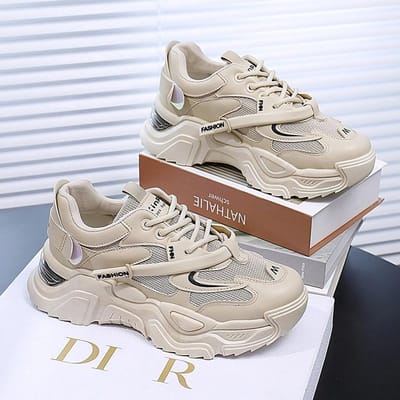 Lente Nieuwe Papa Schoenen Dames Ronde Neus Dikke Zool Luchtkussen Casual Dames Schoenen Verhogende Studenten Sportschoenen 40 brown