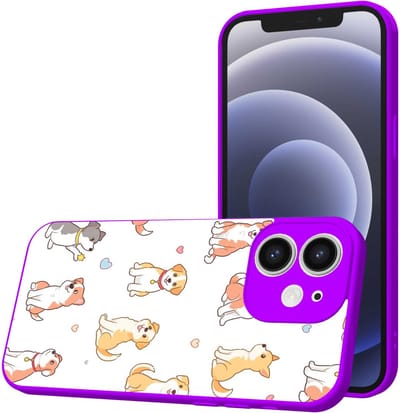 Smartphonica Telefoonhoesje Geschikt voor iPhone 12 met Honden opdruk - TPU Back Cover Case Dogs Design - Paars geschikt voor iPhone 12