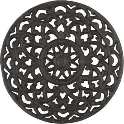 Clayre & Eef | Pannenonderzetter Ø 20 cm | Chocola | Ijzer | Rond | Patroon | 6Y0837