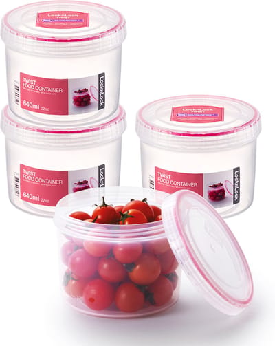 Lock&Lock Voorraadbussen - Voorraadpotten - Voorraaddozen - Bewaardozen voedsel - 640 ml - Rond - Luchtdicht - BPA vrij - PFAS vrij - Set van 4 stuks - LocknLock