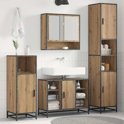 vidaXL - Badkamermeubel - Set - met - plank - 3 - pcs - Artisan - Eiken - Bewerkt - hout