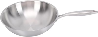 Roestvrijstalen Wok - Chinese pan - Thuis koken - Fysiek anti-aanbak - 34CM - Zilver