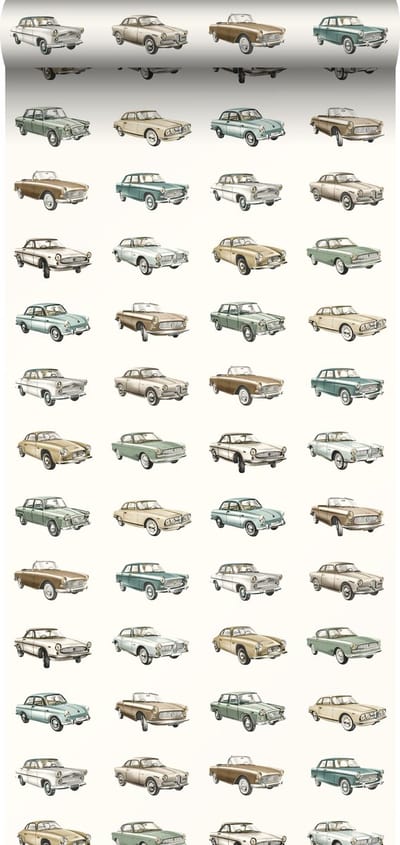 ESTAhome behang vintage auto's beige - 53 cm x 10.05 m - 139546