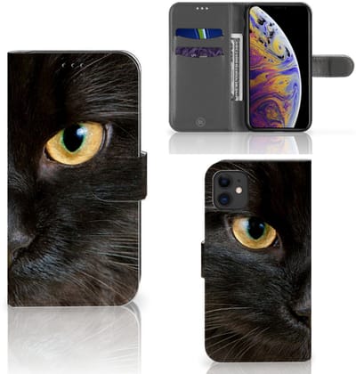 Apple iPhone 11 Telefoonhoesje met Pasjes Zwarte Kat