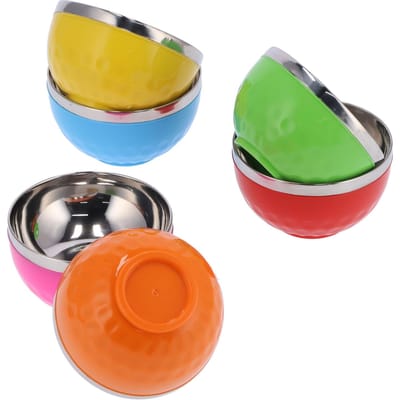 6-delige set Kleur RVS Kom Hitte-isolatie Salade Noodle Kom voor Thuiskeuken(13cm S )