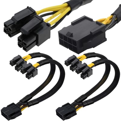 Zeynomax - CPU Stroomverdeler - Dubbele EPS Splitter - 8-pins (4+4) Verbinding - Inclusief 2 Stuks van 22 cm - Kwaliteit en Betrouwbaarheid - Ideaal..