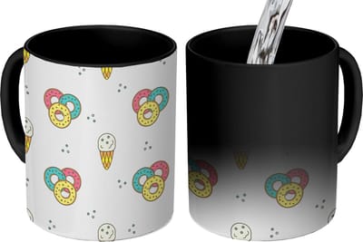 Magische Mok - Foto op Warmte Mokken - Koffiemok - Patronen - IJs - Donus - Jongens - Kinderen - Kids - Magic Mok - Beker - 350 ML - Theemok