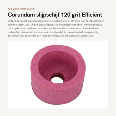 Dailygoods - Corundum slijpschijf - 120 grit - Efficiënt en duurzaam - 75x40x20mm - Geschikt voor hout en steen - Slijpen - Gereedschap
