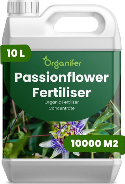 Vloeibare Meststof Voor Passiebloem 10 L Voor 10000 M2 - Npk 2-1-8 - Verbetert Bloeifrequentie En Bloemkwaliteit - Verhoogt Bladdichtheid Kleur En Algemene Sierwaarde - Geschikt Voor Alle Sierlijke Passiebloemsoorten En Hybriden - Organifer