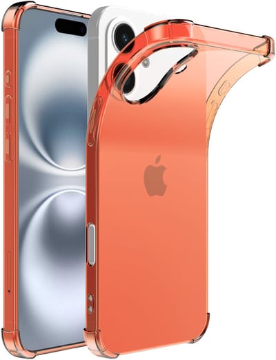 Smartphonica Telefoonhoesje Geschikt voor iPhone 16 Transparant Schokbestendig Siliconen Hoesje met Stootrand - Shockproof Back Cover Case - Rood geschikt voor iPhone 16
