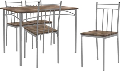 Eetset voor 4 personen 5-delig met eettafel en 4 stoelen bruin hout ML design