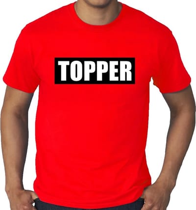 Grote maten Topper in kader shirt heren rood / Rood Topper t-shirt plus size heren XXXL