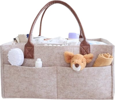Luier Caddy Organizer – Opbergmand & Organizer voor Luiers en Billendoekjes, Neutrale Babyshower Cadeau, Auto Organizer en Verzorgingsmand voor Babyspullen, Luiertas Organizer