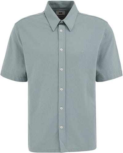 WE Fashion Heren slim fit overhemd van piquéjersey