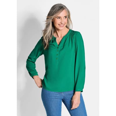 Blouse van pure viscose - donkergroen - Gr. 38 van Goldner Fashion