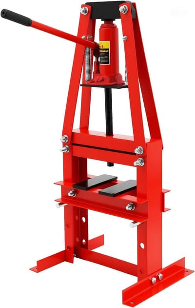 Hydraulische pers - Werkplaatspers - Metaal bewerken - 3-voudig in hoogte verstelbaar - 6 ton perskracht - Rood