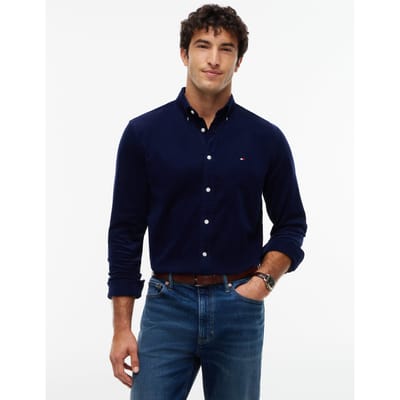 Tommy Hilfiger Tommy Hilfiger Overhemd Corfduroy Solid Regular Fit Navy  M