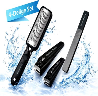 Christian Deluxe® Professionele 4-Delige Eeltvijl Set - Voetvijl - Manicure & Pedicure Set – Nagelknipper Set – Eeltvijl – Glas Nagelvijl – Professionele Nagelverzorging