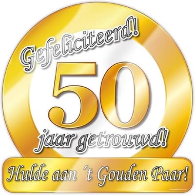 Huldeschild 50 jaar getrouwd metallic 50x50cm 50 jaar getrouwd.