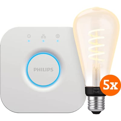 Philips Hue Filament White Ambiance Edison XL 5-Pack + Bridge