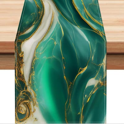Luxe Smaragdgroen Goud - Verguld Marmer - Tafelkleed met Patroon voor Huisdecoratie 40x140cm