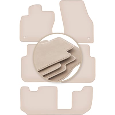 PREMIUM beige vloermatten voor: Volkswagen Tiguan Allspace 7 zitplaatsen 2017-