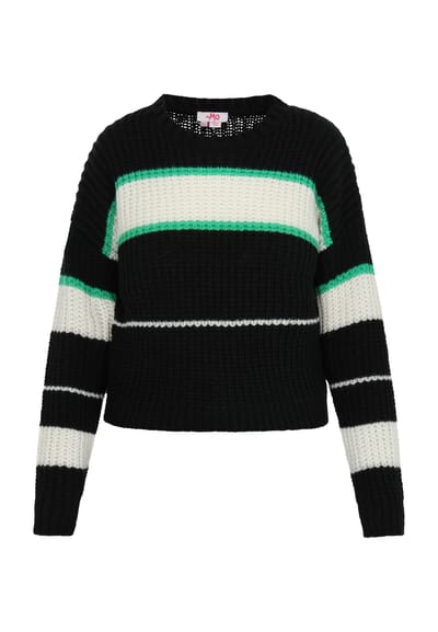 Mymo Jumper Dames ZWART GEBROKEN WIT GROEN