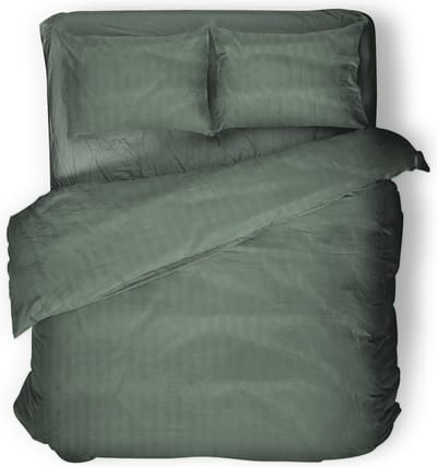 Eleganzzz Dekbedovertrek Uni - Olive Green - Dekbedovertrek 140x200/220cm - Satijnstreep / Satijn Streep - Hotel Kwaliteit Satin Stripe - Dekbedovertrekken - Effen Dekbedovertrek