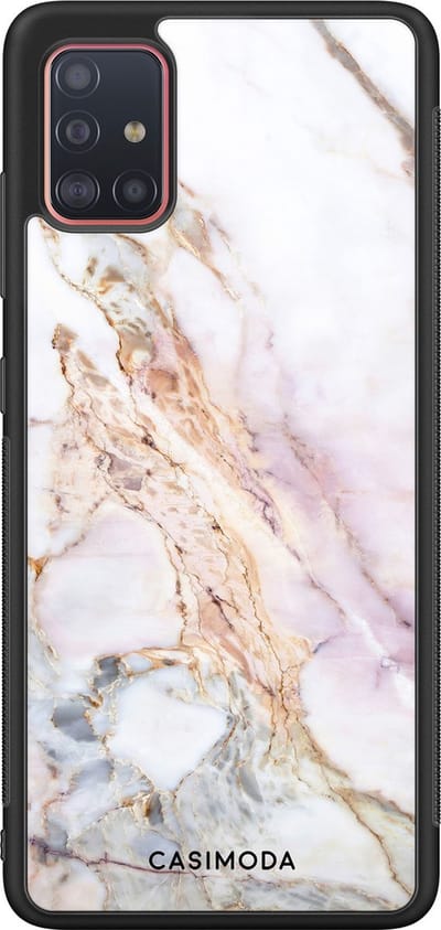 Casimoda® hoesje - Geschikt voor Samsung Galaxy A51 - Parelmoer Marmer - Zwart TPU Backcover - Marmer - Multi