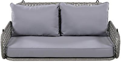 Archi 2-persoons hangschommel van PE-rotan – luxe tuin hangbank met kussens & kettingen – weerbestendige schommelstoel voor tuin, veranda & terras – grijs