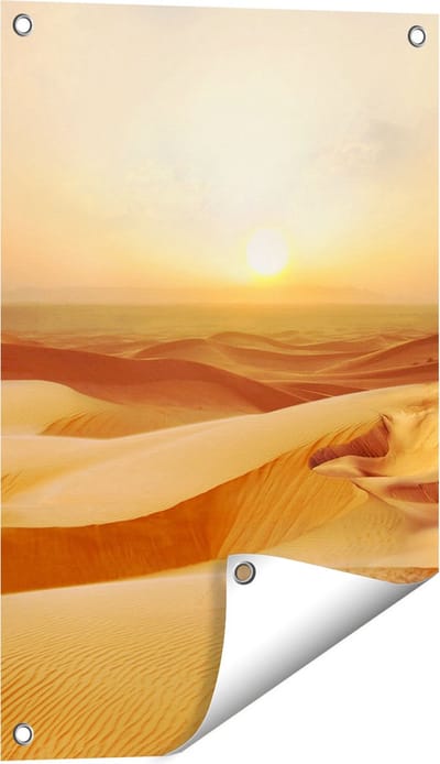 Gards Tuinposter Woestijn bij Zonsondergang in de Sahara - 40x60 cm - Tuindoek - Tuindecoratie - Wanddecoratie buiten - Tuinschilderij