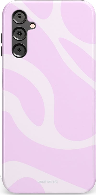 Casetastic hoesje geschikt voor Samsung Galaxy A14 (2023) 5G / Samsung Galaxy A14 (2023) 4G - Dubbellaagse bescherming - Vrolijk Roze Suikerspin Curves - Fashion Case - Lichtroze Wit