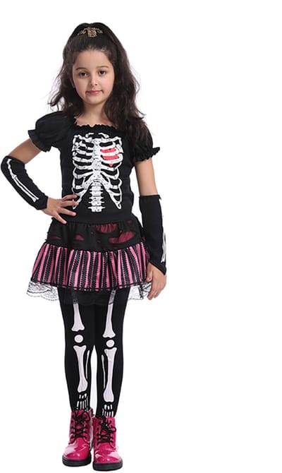 Skelet kostuum kind - Halloween kostuum kind - Carnavalskleding - Carnaval kostuum - Meisje - 10 tot 12 jaar