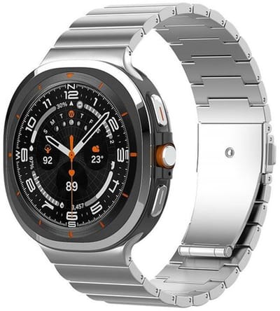 By Qubix - smartwatch bandje - Compatible Samsung bandje - Titanium Luxe band - Zilver - Geschikt voor Samsung Galaxy Watch 9 (40/44mm) - Watch 8 (40/44mm) - Watch 8 Classic (46mm)
