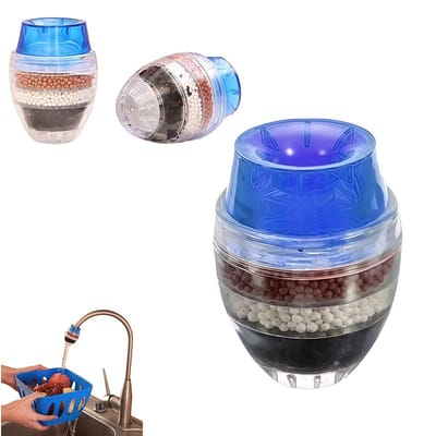 3 stuks - Kraanfilters - Kraanwater Zuiveraar - Vijflaags Filter - Actief Koolstoffilter - voor het Verwijderen van Gefluoreerd Chloor, Zware Metalen, Hard Water in de Keuken - 6×4.5×4.5cm