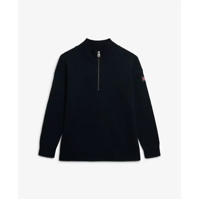 Vrouwelijke oversized half-zip trui met truckerkraag Superdry