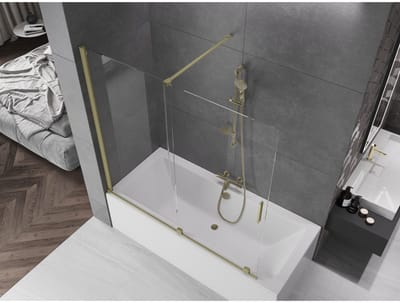 Mexen Velar badwand 2-delig schuifbaar 160 x 150 , transparant, goud geborsteld - 896-160-000-01-55