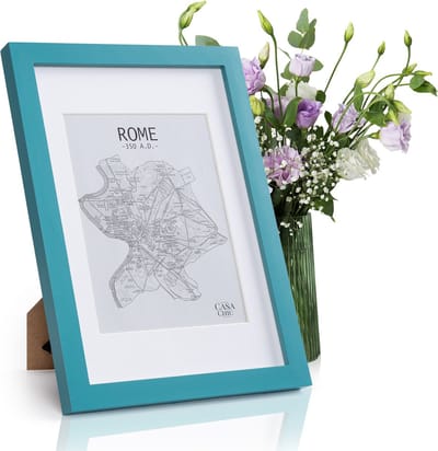 Casa Chic Fotolijst van hout, Fotolijst voor collage, Echtglas fotolijst 32,7 x 20 cm groot, Lijst staand of voor de wand, Verticaal en horizontaal gebruik, Grote passe-partout