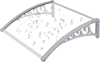 Luifels Voordeur Luifel Gebogen Outdoor Luifel Regen Shelter Cover met schroeven voor Tuin Patio Veranda Shelter (Maat: 60x60cm)