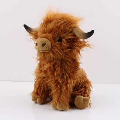 Hooglandkoe Knuffel - Schattig Realistisch Knuffeldier Met Lang Pluizig Haar Zacht Knuffelig Cadeau Voor Kinderen Kinderen Verzamelaar 29cm bruin