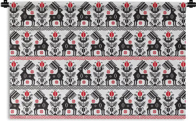 Wandkleed - Wanddoek - Hert - Patroon - Zwart - Rood - 90x60 cm - Wandtapijt