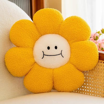 Coussin en peluche tournesol, coussin en forme de marguerite, oreiller pour poupée en forme de fleur, cadeau pour chambre d'enfant, décoration intérieure, 1 pièce 40X40CM-1PC beige