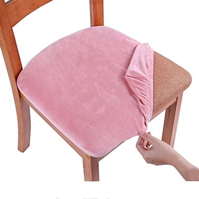 Zachte Velours Stoelhoezen voor Eetkamerstoelen - Set van 4 Roze, Wasbare en Rekbare Covers
