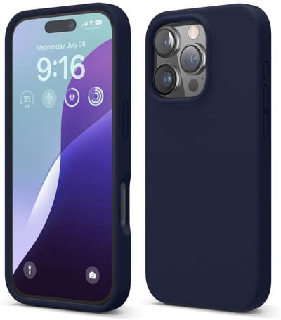 Solid hoesje Soft Touch Liquid Silicone Flexible TPU Rubber - Geschikt voor: iPhone 16 Pro Max - Navy Blauw