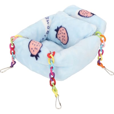 Hamster Hangend Warm Bed Aardbeienpatroon Klein Dier Pluche Hangmat Bed met Kussen voor Hamster Egel Eekhoorn Rat S white