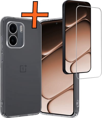 Hoes - Met Screenprotector - Geschikt voor OnePlus 15R - Sterk & Shockproof - Back Cover - Siliconen Case - Telefoon Hoes - Transparant