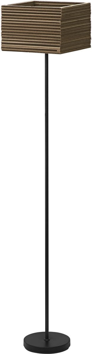 OSRAM vloerlamp Decor Cardboard Vierkant bruin van golfkarton, lichtgewicht, E27, 1600 mm hoogte, lampenkap van gerecycled materiaal, duurzaam dankzij vervangbare lichtbron, eenvoudig te installeren