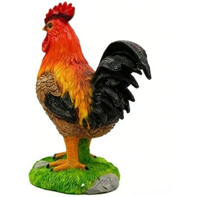 Statue de Coq Étanche Résistante au Soleil Couleurs Vibrantes Sculpture de Coq Réaliste en Résine pour Décoration Intérieure Extérieure Main black